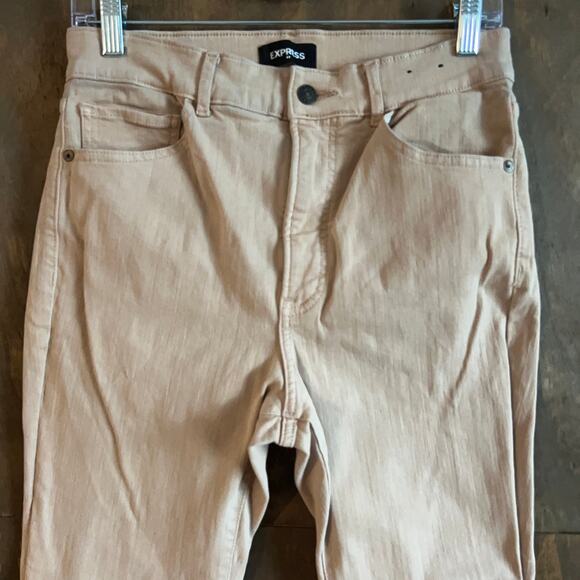Express Womens Jeans Brown Denim High Rise Cropped Flare Stretch 10 R - Picture 2 of 12